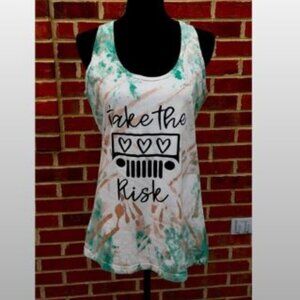 Jeep Take The Risk Graphic Tank Custom Tie-dyed Racerback Small